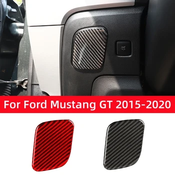 За Ford Mustang GT 2015-2021, Кутия за съхранение на основния водач на колата е от въглеродни влакна, Декоративна капачка, етикет, стикер за интериора