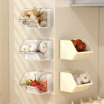 Модерен Прозрачен Кремаво-бял с Кухненски рафтове за съхранение, Стенни Перфорирани Безплатни стелажи за съхранение на козметика в банята, кутия за съхранение