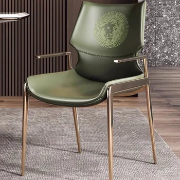 Модерни столове за трапезарията от Скандинавски метал Маслинено-зелен Цвят, Джобно Дизайнерски стол, Луксозно обзавеждане за дневна Silla Comedor MQ50CY