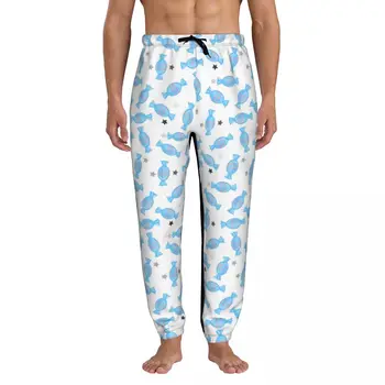 Сини Мъжки спортни панталони за джогинг с джобове и отворен дъното, Спортни панталони